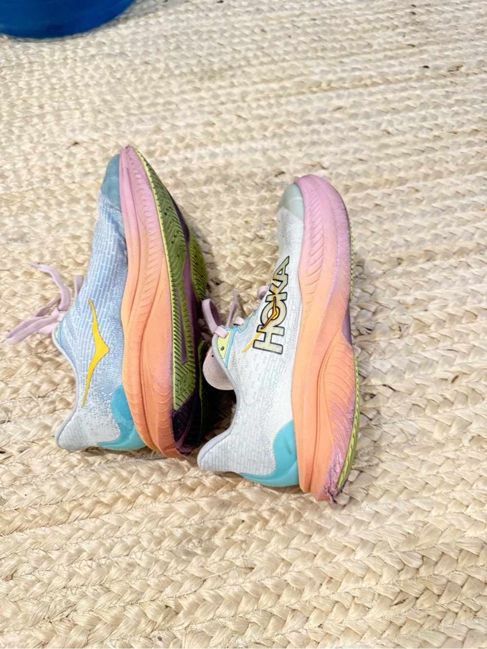 Hoka Kids Pastel Multicolor Sneakers - Pink, Peach, Aqua, Yellow size 4 - Picture 5 of 14